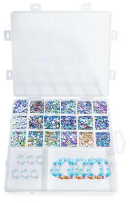 Image de Boîte de rangement avec couvercle - Boîte de tri avec 20 compartiments - Organisateur pour bijoux, perles et petits objets - Transparent, 20 compartiments