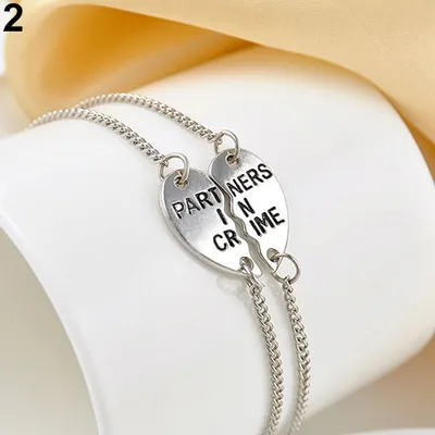 Produktbild von 2 Stück Damen-Armbänder mit gebrochenem Herz, Partner, beste Freundin, Schwestern, Geschenk-Silber