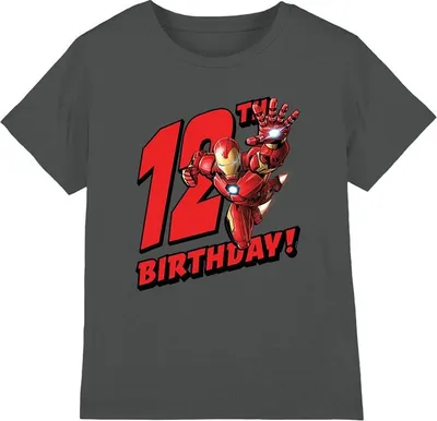Obrázek produktu pro Iron Man - Dětské tričko - 12. narozeniny TV3251 (152-158) (dřevěné uhlí)