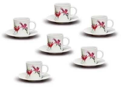 Produktbild von Thun 1794 Espressotassen und Untertassen, 100 ml, Lilien, 6 Stück, Thun
