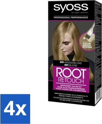Produktbild von Syoss - Haarfarbe - Ansatzfärbung - BR1 Mittelblond - 1 Haarfarbe - Vorteilspack - 4 Stücke
