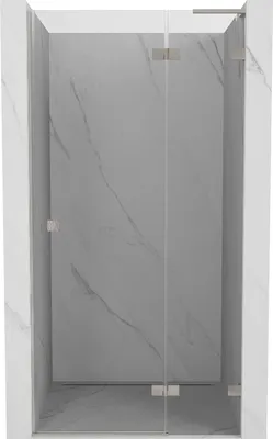 Produktbild von Mexen Lunar L Duschtür schwenkbar rechts 110 cm, transparent, gebürstetes Nickel - 834L-110-000-97-00-P
