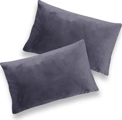 Produktbild von Brielle 2er Set Samt Kissenbezug Kissenhülle Sofakissen Dekokissen Bezug mit Verstecktem Reißverschluss 30 x 50 cm Anthrazit