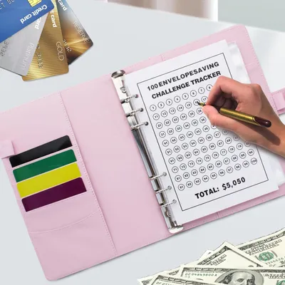 Produktbild von Budgetplaner Ringbuch A5 - Sparbuch für Geld - Budgetbinder aus Leder - Geld sparen - Challenge Heft - Sparbuch mit Geldumschlägen - Trackinglabel - Geldsparende Map