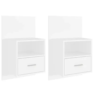 Image de vidaXL Tables de chevet murales 2 pcs. Blanc