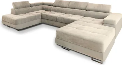 Produktbild von Masseno Ecksofa CASONE L-S mit Schlaffunktion U-Form, Sofa mit Bettkasten, Wohnzimmersofa, Couch, Soffa, Bettsofa, Couchgarnitur- Creme, MONOLITH 04
