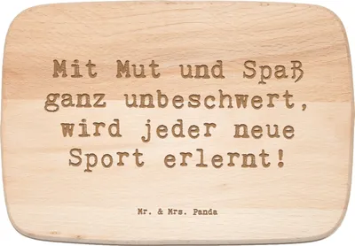 Produktbild von Mr. & Mrs. Panda Frühstücksbrettchen Spruch Neue Sportart versuchen - Transparent - Geschenk, Frühstücksbrett, Trost, Stärke, Zuversicht, Holzbrett, vesperbrett