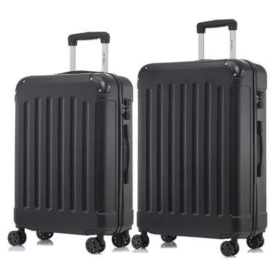 Produktbild von yonsly Premium Reisekoffer TSA-Schloss,YKK-Reißverschluss Hartschalen-Koffer Kabinenkoffer Rollkoffer Suitcase Handgepäck (Schwarz, L-XL-Set)