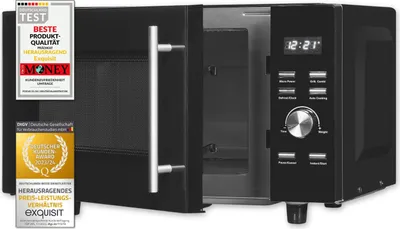 Produktbild von Exquisit Mikrowelle MW8023-F-240DIG schwarz | 750 Watt | 1000 Watt Grill | Timer | Auftaufunktion