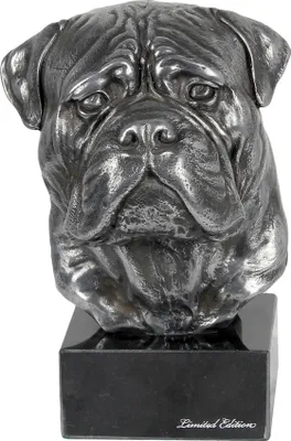 Immagine prodotto di Bullmastiff - statuetta in marmo rivestita in metallo argentato, realizzata a mano, marchio Art-Dog