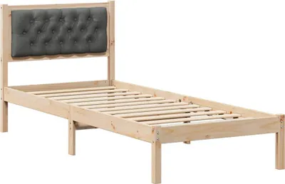 Image de vidaXL Cadre de lit gris foncé 75 x 190 cm Pin massif