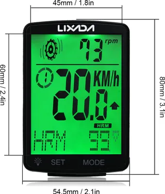 Imagen del producto de LIXADA Ordenador de bicicleta inalámbrico 3 en 1, multifuncional, con pantalla LCD. Ordenador para bicicleta con sensor de frecuencia cardíaca, velocímetro y odómetro para bicicleta de montaña. Resistente al agua (IPX7), con medición de temperatura, cronómetro