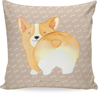 Produktbild von Mr. & Mrs. Panda kuschelkissen 40x40 Corgi Po - Hundeglück - Geschenk, Hund, Corgie, Spruch, Deko Kissen, Sofa, Sofakissen, Kuschel
