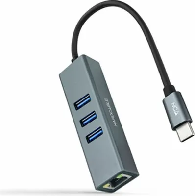 Produktbild von Usb-c zu Rj45 Gigabit Hub 3xusb Konverter Nanocable 10.03.0408