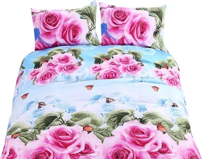 Produktbild von 3-teiliger Satz Bettwäsche 135x200 cm - Rosen und Schmetterlinge