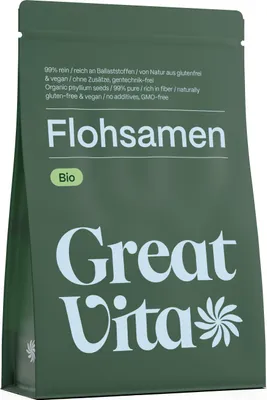 Produktbild von GreatVita ganze Flohsamen 1000g, 99% rein | aus biologischem Anbau