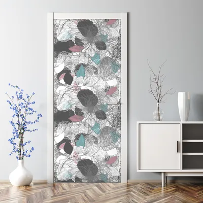 Produktbild von Dekorative Türposter Aufkleber Türsticker selbstklebend Klebefolie Abstrakt Floral blau 85 x 200 cm