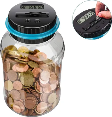 Produktbild von Digitale Spardose mit Zähler Münz Zählung Geldglas, LCD Display Münze Gegen Geldbank mit 2*AAA Akku (Nicht Enthalten)
