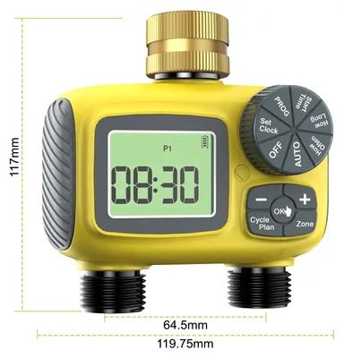 Produktbild von Automatische Bewässerungsuhr - Gartenbewässerungs-Timer - 2 Ausgänge - Unabhängige Steuerung - Sprinklertimer - Kunststoff