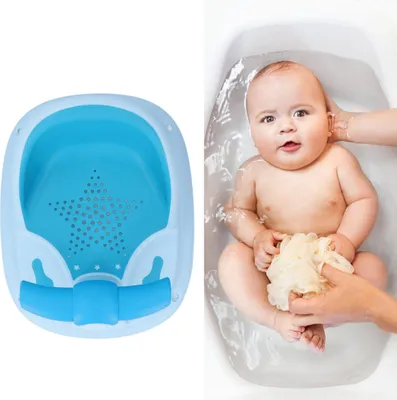 Obrázok produktu pre Detská vanička s operadlom, silná prísavka, ergonomická, protišmyková detská stolička, modrá