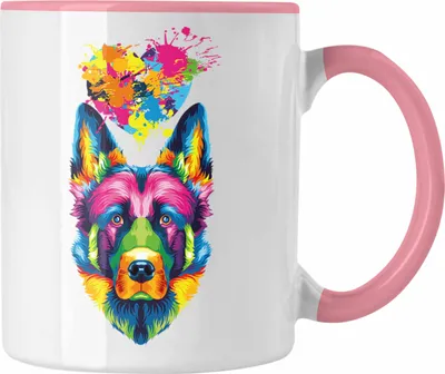 Produktbild von Trendation - Schäferhund Herz Farbe Besitzer Tasse Geschenk Lustiger Spruch Geschenkidee Schäferhund Liebhaber (Rosa)