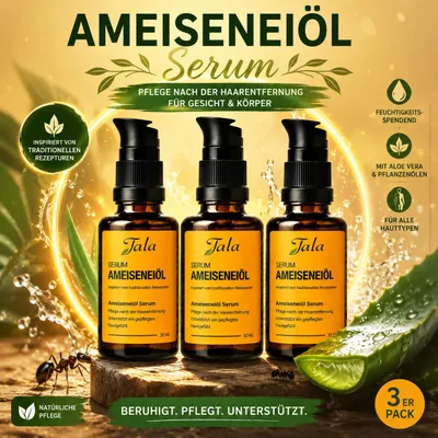 Produktbild von TALA Ameiseneiöl Serum 30 ml (3er Pack)– Pflegeöl nach der Haarentfernung mit Aloe Vera für Gesicht & Körper nach Waxing&Epilation– Für alle Hauttypen