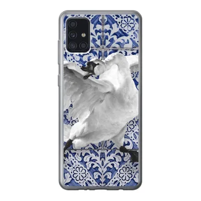 Produktbild von MuchoWow® Handyhülle Schutzhülle Hülle für Samsung Galaxy A52 5G Schwan - Kunst - Delfter Blau - Malerei - Alte Meister Silikon Softcase Handy Hülle - Umschlag