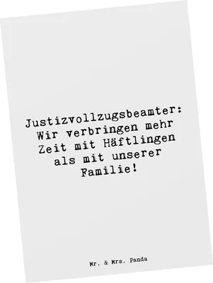 Produktbild von Mr. & Mrs. Panda Postkarte Spruch Justizvollzugsbeamte Zeit - Weiß - Geschenk, Gefängnis, Vertrauensperson, kreative Geschenke, mit Herz, Grußkarte, Resozialisierung