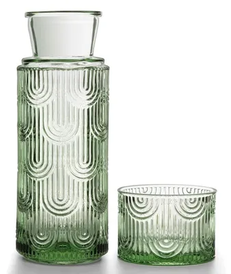 Glaskanne mit Deckel und Glasbecher, 630 ml, grün