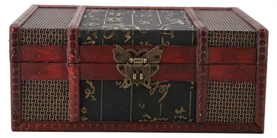 Image de Boîte de rangement vintage en bois pour bijoux, avec serrure