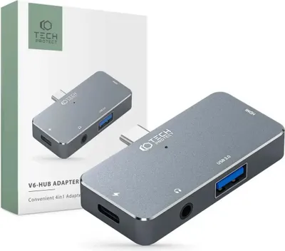 Produktbild von Tech-Protect V6-Hub-Adapter 4In1 Grau