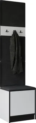 Produktbild von KIER FURNITURE Kleiderschrank EDEN, Schlafzimmer Schrank, Garderobeschrank, Flurschrank Weiß & Schwarz 53,2x205x39 cm