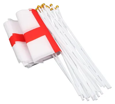 20 England St. Georges Flaggen auf Stöcken, 14x21 cm, Polyester