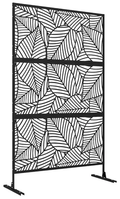 Produktbild von Metallgitter für Fenster und Garten, mit Blattformmuster, wetterbeständig und schwarz (122x45x198 cm)