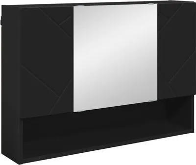 Zdjęcie produktu dla Szafka z lustrem Czarny 80 x 17 x 55 cm Materiał drewnopochodny