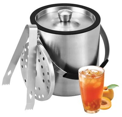 Eiskübel 1,6 L Edelstahl mit Deckel, Sieb & Zange