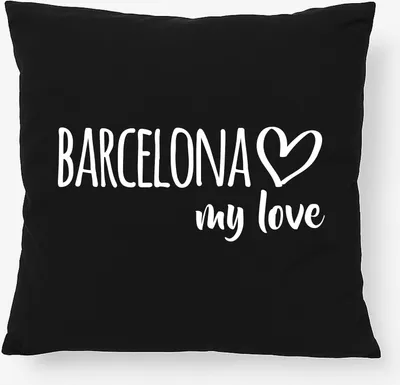 Produktbild von Huuraa Kissen Barcelona my love 40x40cm mit Füllung Black Baumwolle Dekokissen Geschenkidee