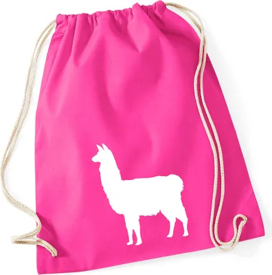Produktbild von Huuraa Turnbeutel Lama Silhouette 12 Liter Fuchsia Baumwolle Rucksack Geschenkidee