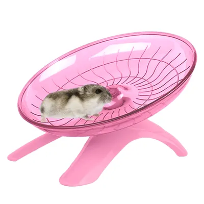 Produktbild von Hamster Laufrad aus Kunststoff, Hamster Fliegende Untertasse, Übungsrad Spielzeug,Leises Spinner für Syrische ZwerghamsterRosenrot