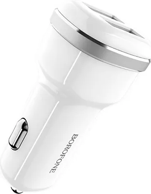Produktbild von Borofone, Kompaktes Auto-Ladegerät 2x USB 2.4A Schnellladung, Weiß