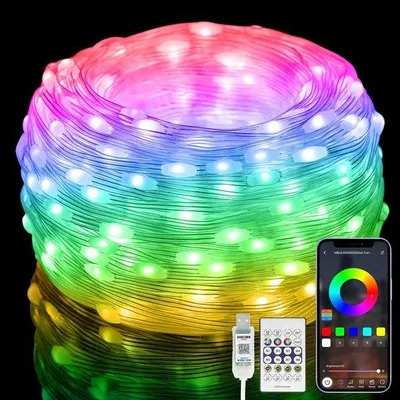 Obrázek produktu pro Napájecí kabel 10 m s ovládáním přes aplikaci/dálkovým ovladačem – RGB, vodotěsný IP65 (vícebarevný)