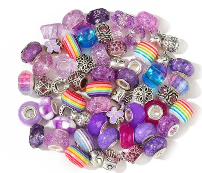 Produktbild von Großlochperlen Glasperlen Charm Mix mit 60 Perlen, Lila