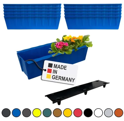 Produktbild von BURI 10 Euro-Paletten Blumenkästen-Einsätze inkl. Bewässerungsmatte | 37,3cm Blau | Pflanzkasten für Europalette Palette | Balkonkasten | Blumentopf | aus stabilen Kunststoff | Germany