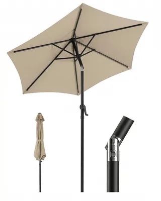Produktbild von Sekey Rund Sonnenschirm 200 cm, Gartenschirm mit Kurbel & Knickfunktion, windstabil neigbar Marktschirm, UV 50+ Schutz, perfekt für Balkon Garten