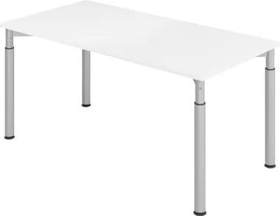 Produktbild von bümö Schreibtisch Serie-Y - Nachbildung: Weiß, Gestell: Silber, Größe:  160 x 80 cm