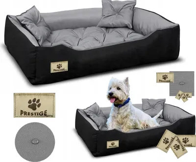Produktbild von Hundebett Hundekissen Katzenbett PRESTIGE Wasserdicht Grau Größe XL 115x95
