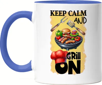 Produktbild von Keep Calm and Grill On BBQ Grillen lustiges Grill Humor Tasse Blau