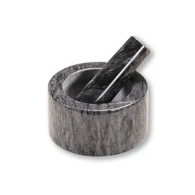 Produktbild von KESPER Mörser mit Schlegel aus grauem Marmor, Ø 13 cm, Höhe 8 cm – robust & elegant für Gewürze & Kräuter – 71504
