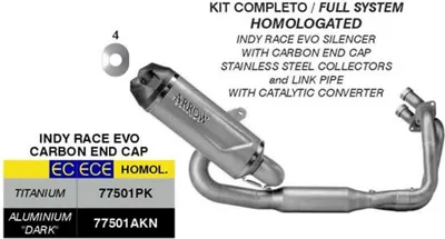 Image de Système d'échappement complet ARROW Indy Race EVO homologué Titan pour Kawasaki Z 650 35Kw