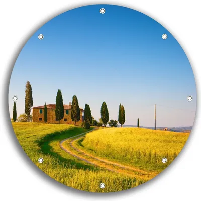 Produktbild von Wallario rundes Outdoor-Poster für Garten oder Balkon, Motiv Villa in der Toskana, 30 cm Durchmesser